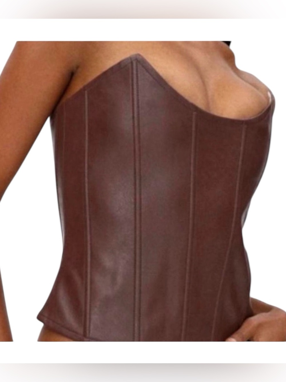 Miaou Brown Vegan Leather Corset Bustier Top Y2K Going Out Clubwear Women’s XS